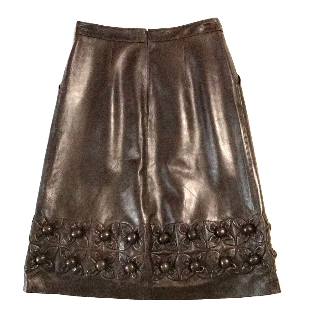 SOLD🎈OSCAR DE LA RENTA Lamb Skin Skirt - Picture 2 of 8